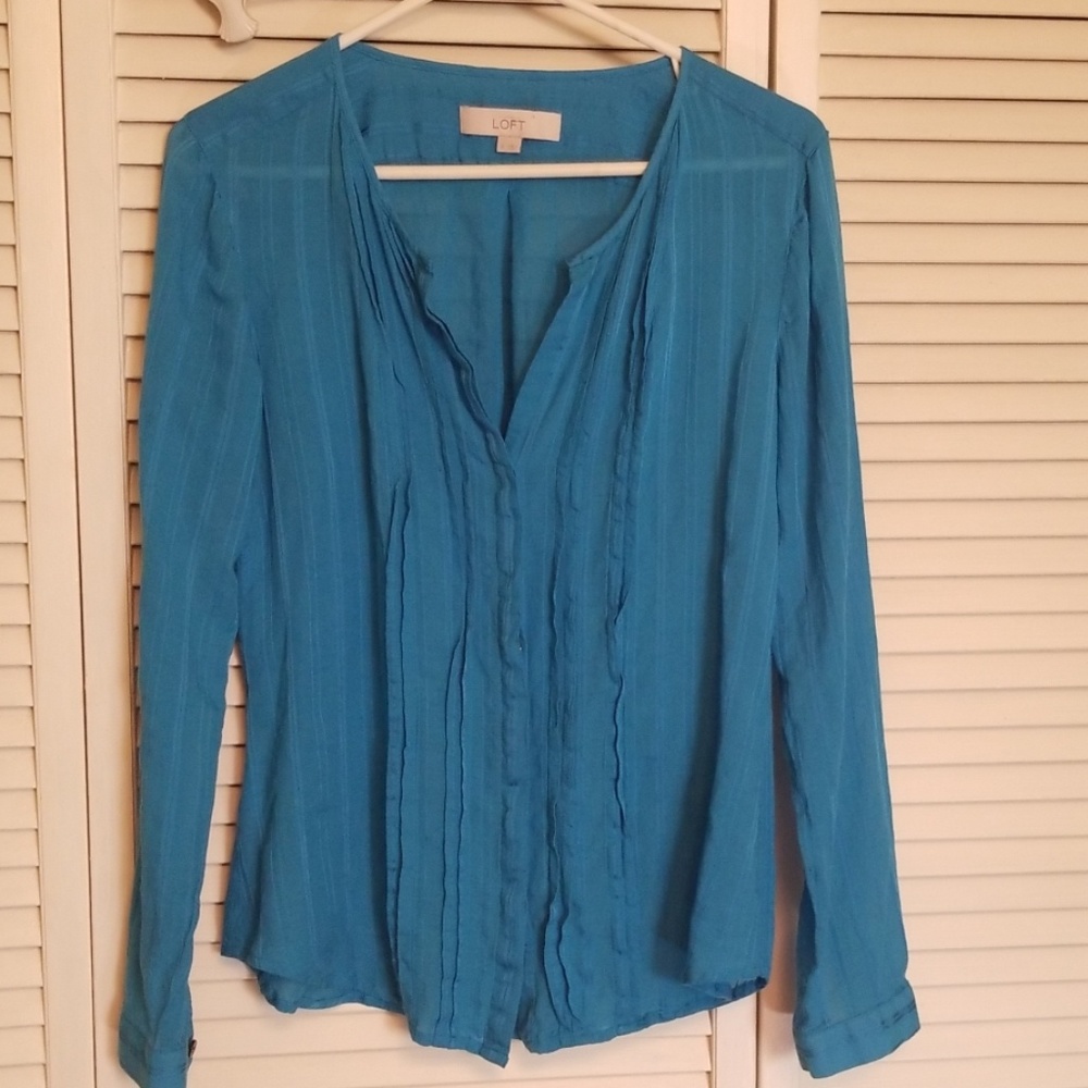 Loft turquoise button down sz s.